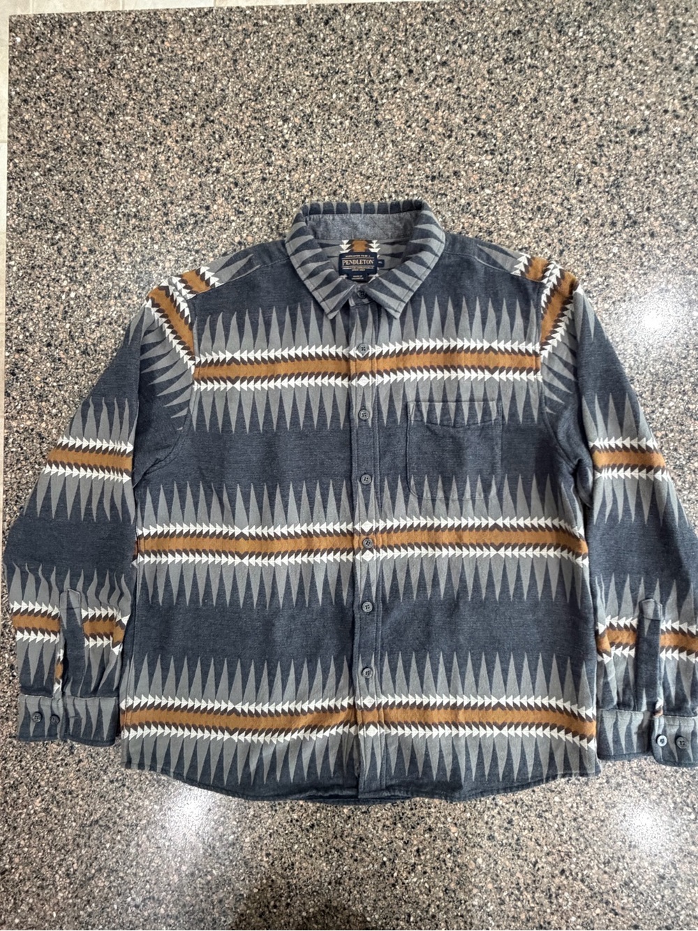 Pendleton Gray, Brown & White Geometric Button-Up Shirt